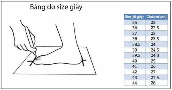 Cách đo size giày converse