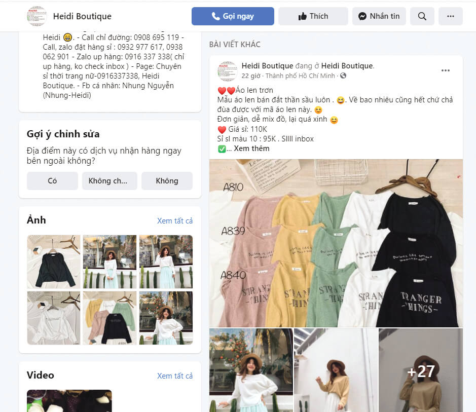 fanpage facebook cua heidi boutique